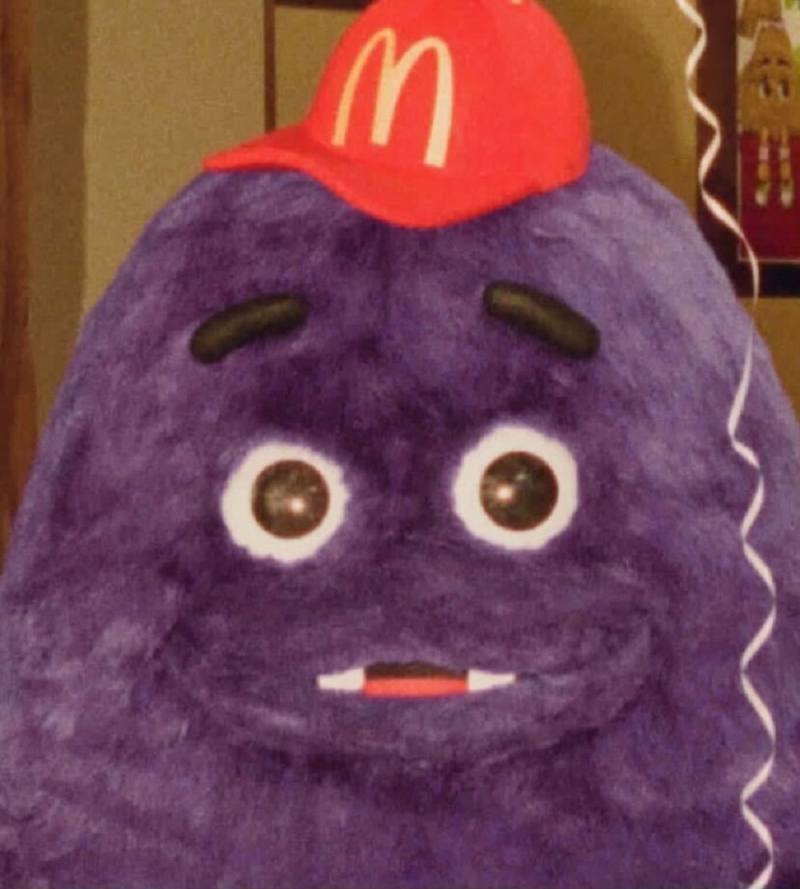 Violet monster in mcdonalds cap